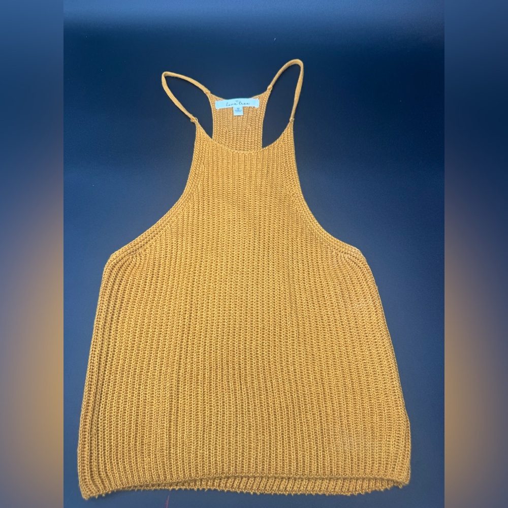 Love Tree Mustard Yellow Knit Halter Tank Top
